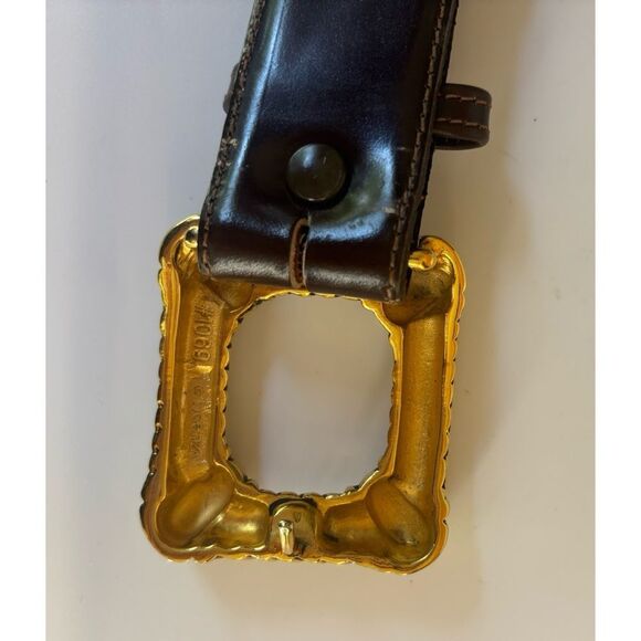 Vintage 70’s Vicenza Calfskin Modernist Belt in Chocolate Size 30 - Picture 9 of 10